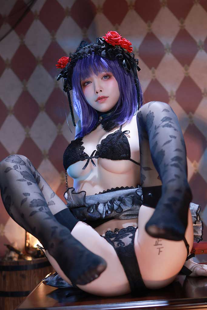 水淼Aqua黑江雫cosplay黑女仆装缩略图2