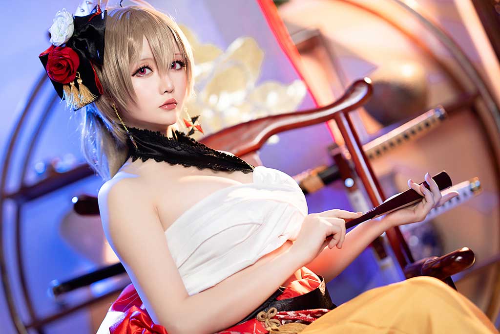 星之迟迟 碧蓝航线 让巴尔cosplay棕发和服裙缠胸布缩略图1