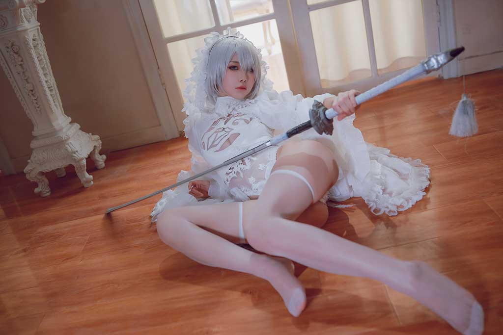 水淼Aqua 尼尔2B cosplay黑白婚纱套装缩略图2