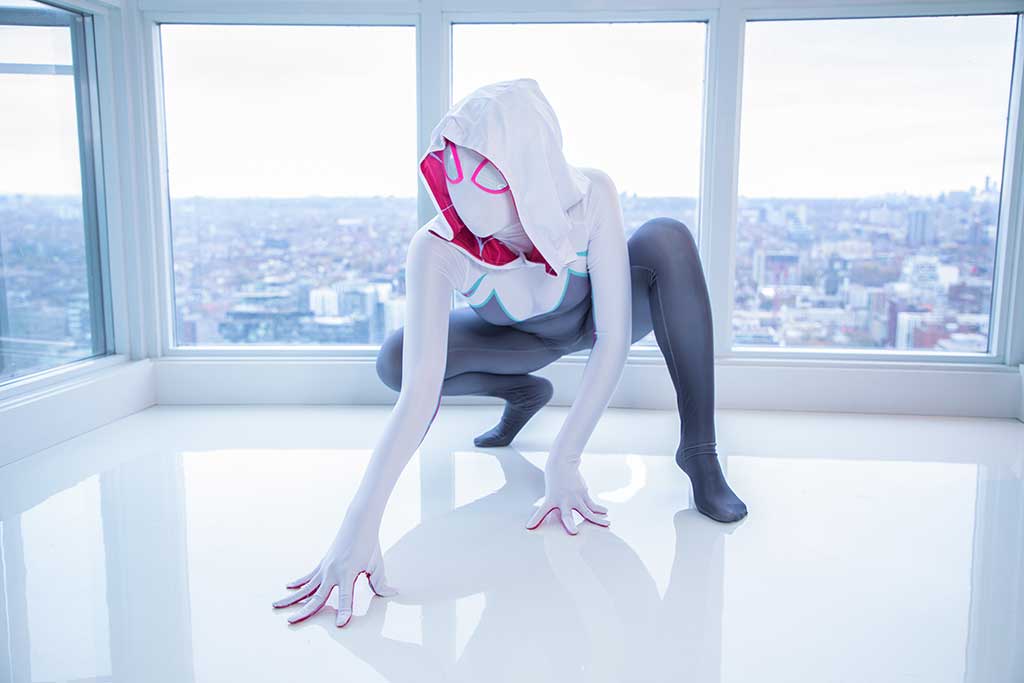 MisswarmJ小暖 漫威漫画Spider Gwen（蜘蛛格温）cosplay黑白蜘蛛服缩略图1