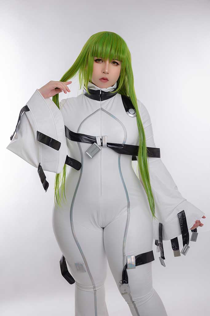 Uy Uy CODE GEASS C.C. cosplay绿发白连体服白内衣 纯色背景缩略图1