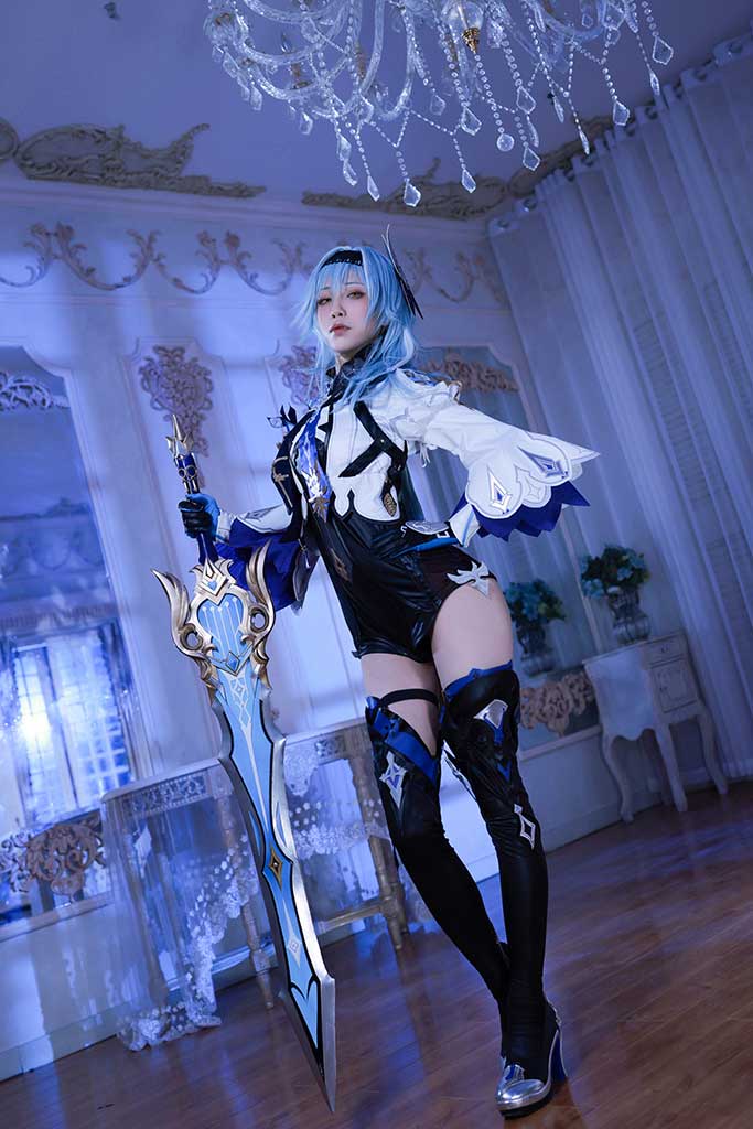 水淼Aqua 原神Eula（优菈）cosplay原造型内衣装黑丝2套合集缩略图1