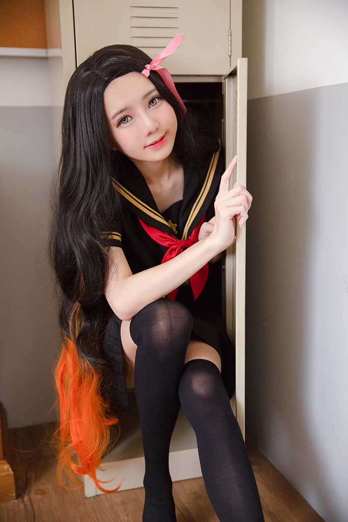 Sally Dorasnow 鬼灭之刃 Nezuko（祢豆子）cosplay jk制服黑丝缩略图1