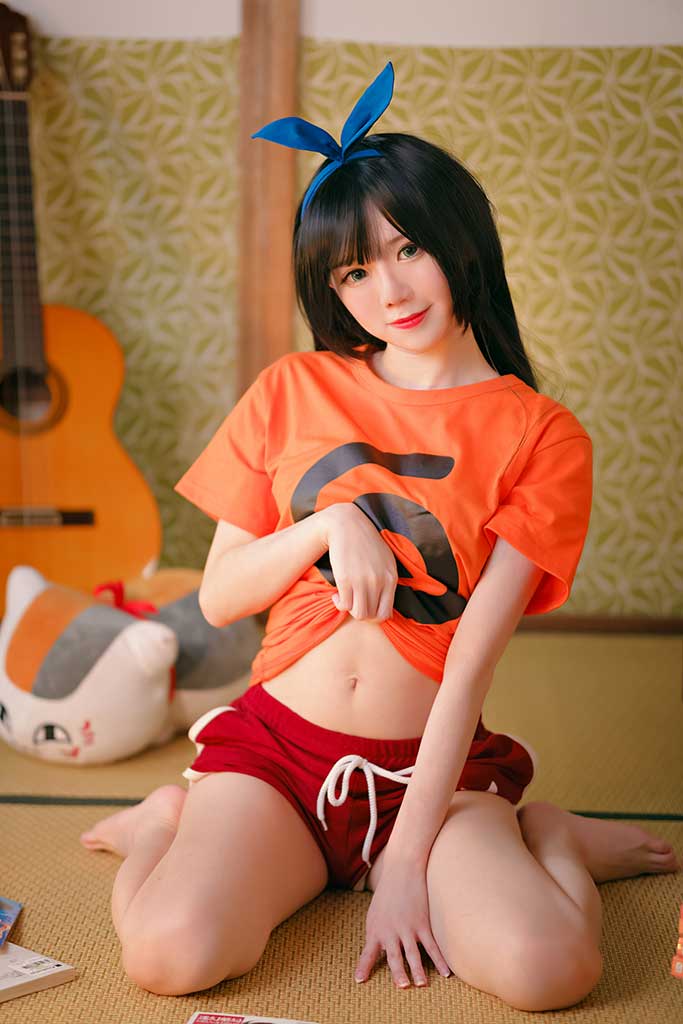 Sally Dorasnow 租借女友 Sarashina Ruka（更科瑠夏）cosplay橙T恤红短裤黑内衣缩略图1