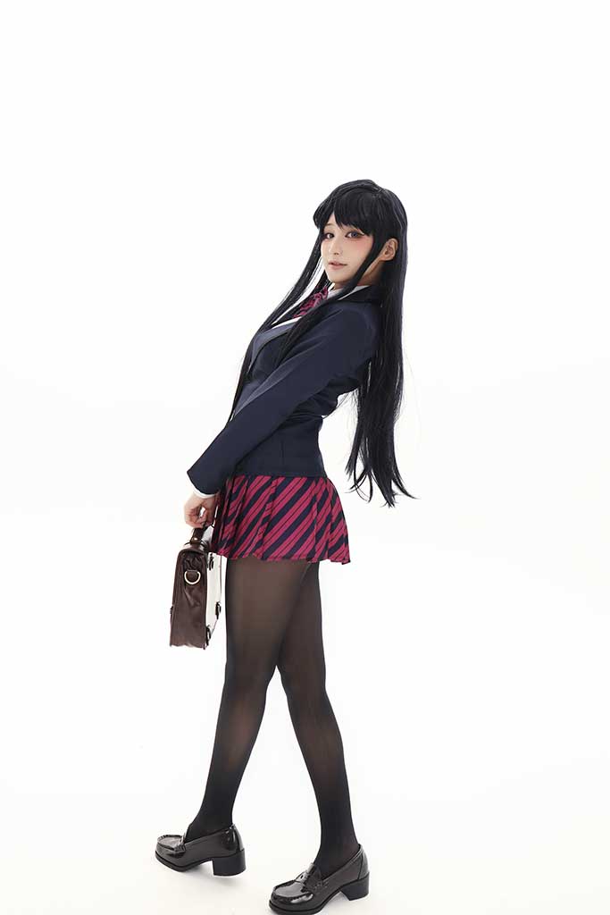 幼愛youmeko 古见同学有交流障碍症 Shoko Komi（古见硝子）cosplay学生装连裤黑丝 纯色背景缩略图1